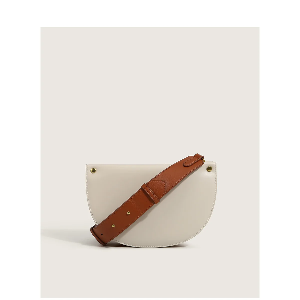 

Design Contrast Color Saddle Bag Female 2021 New Stylish Good Texture Wide Shoulder Strap Messenger Bag Retro One Shoulder Bag