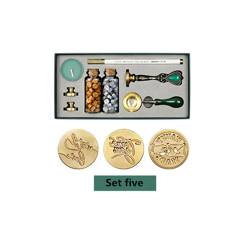 

Wedding Packaging Gifts Wax Stamp Retro Wax Seal Set Stamp Replace Copper Head Wax Seal DIY Sealing Wax Decoration Craft Kit