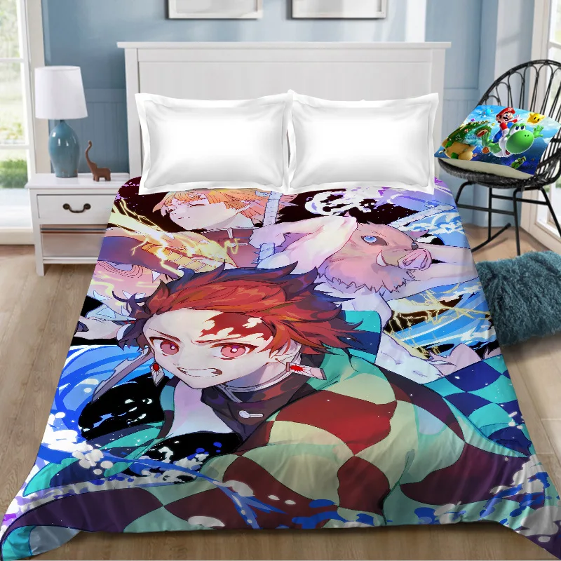 

Japan Anime Demon Slayer 3D Print Bedding Single Piece of Bed Two-dimensional Animation Sheet Student Dormitory Sheet Unisex
