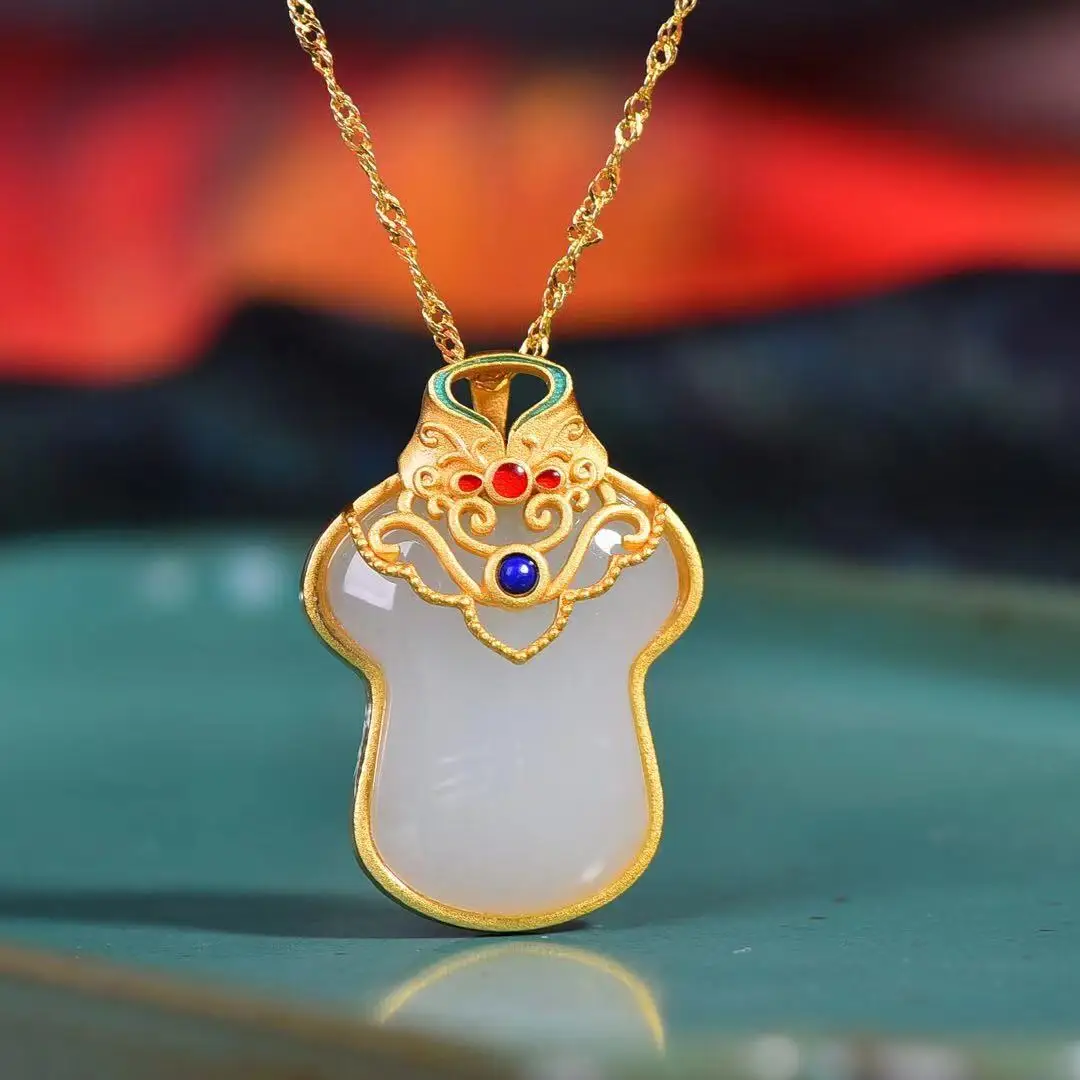 

Натуральный 925 инкрустированный нефритовый кулон