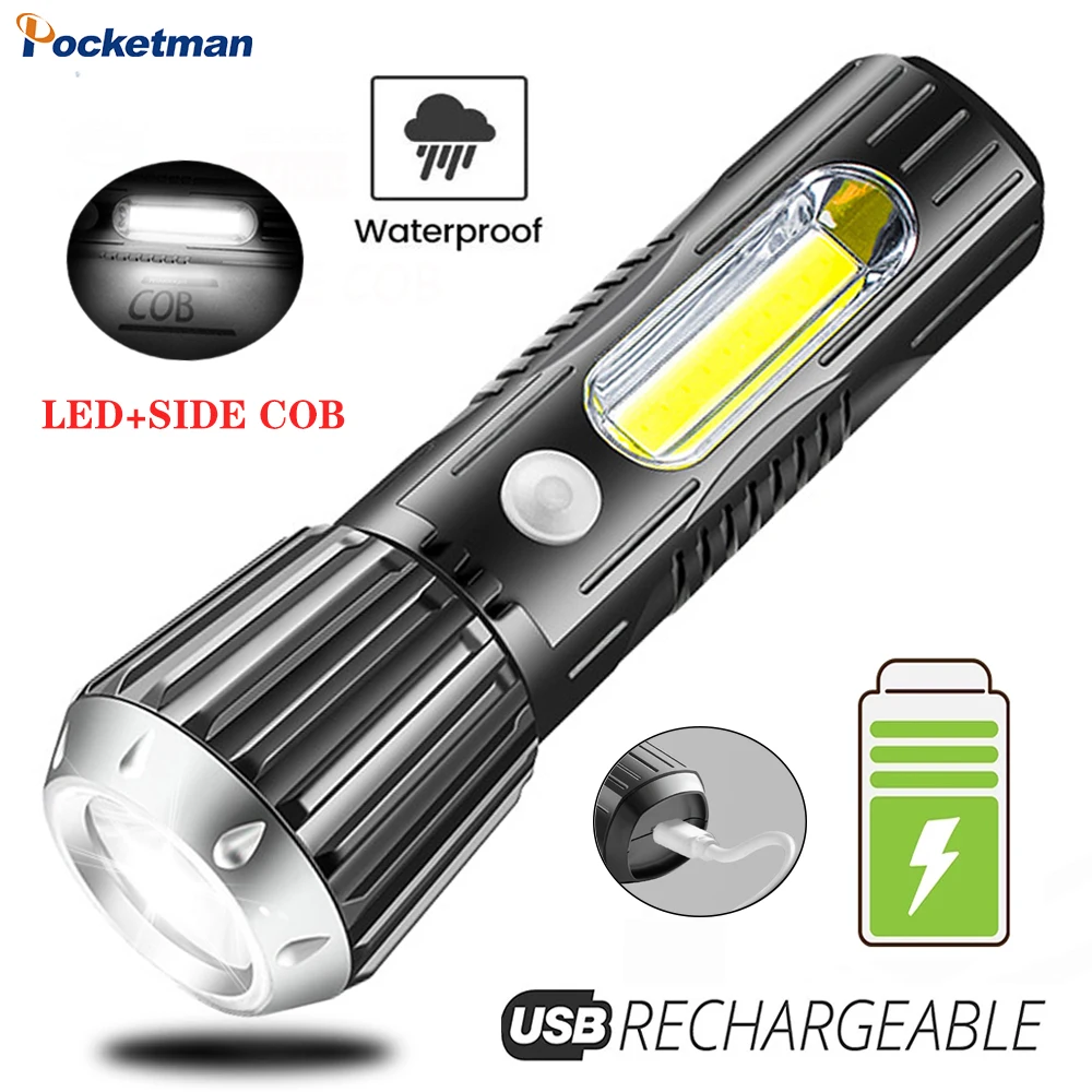

Portable Power Torch Waterproof USB Rechargeable LED Mini Telescopic Zoomable 100 Meters Camping light Power Torch Focus Light
