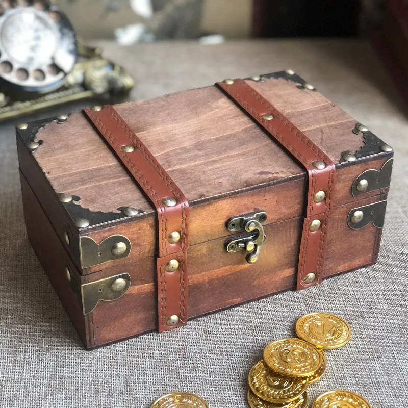 

New Antique Wooden Box With Lock Board Game Storage Box For Playing Cards Tarot Cards Trinkets Jewelry And Home Decoration