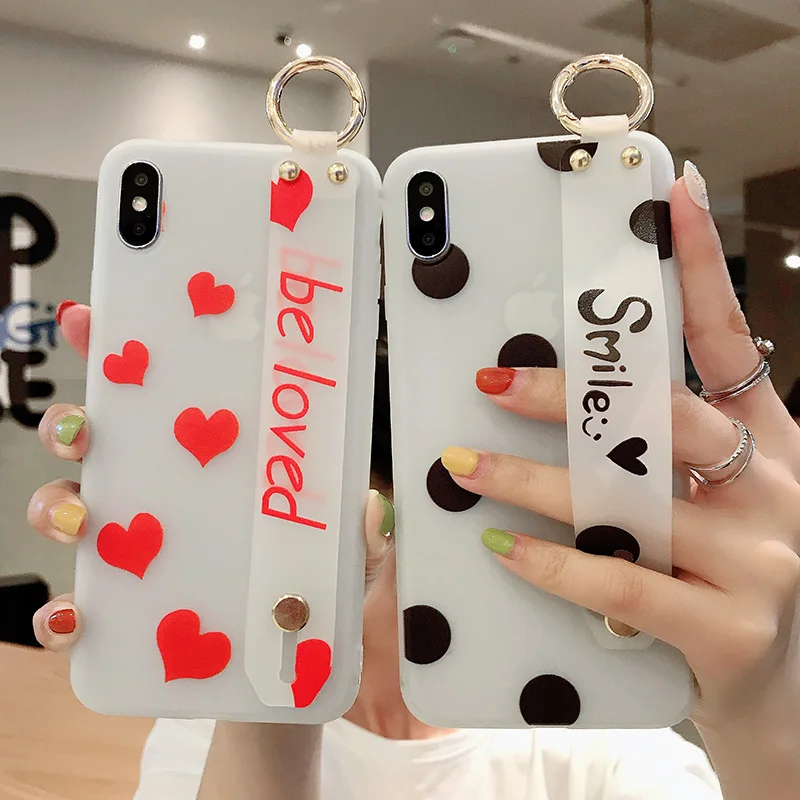 wrist strap hand band case for iphone 11 pro x xs max case soft silicone back cover for iphone 7 8 6s plus xr 8plus fundas coque free global shipping