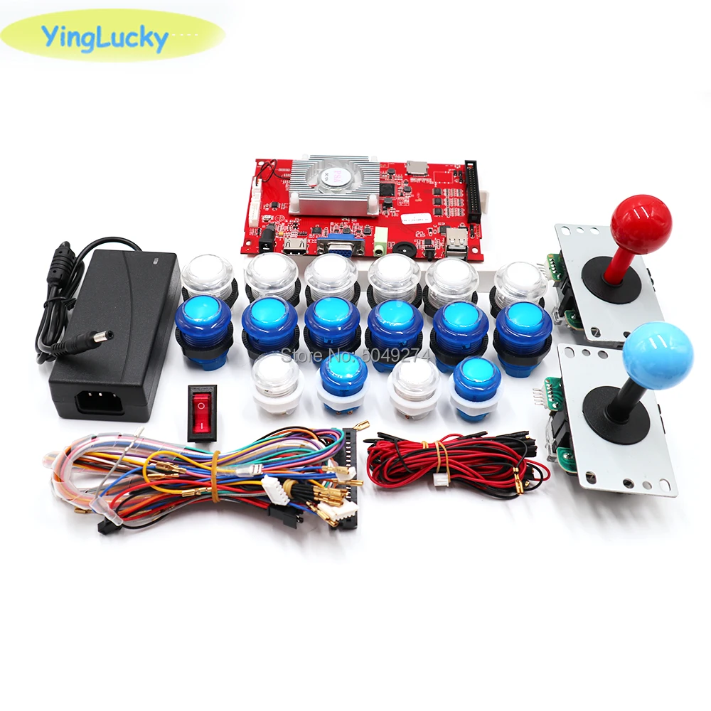 Pandora box 3D key 7 2263+ светодиодная Кнопка Аркады+ копия джойстика sanwa+ Комплект Аркады своими руками игровая консоль+ усилитель низкой частоты Pandora