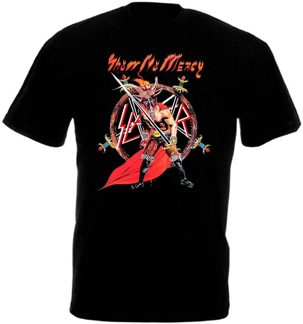Новая забавная хлопковая Футболка Slayer Show No Mercy V1 с черным мусором из тяжелого