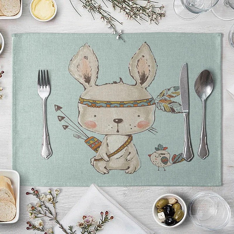 Мультяшные олени с принтом медведя слона подставки для обеденных столов