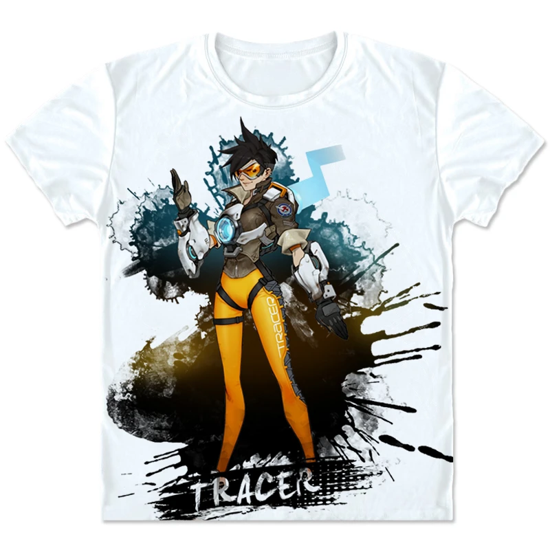 Новое поступление Мужская футболка для игры OW Genji Reaper трассировочная с круглым