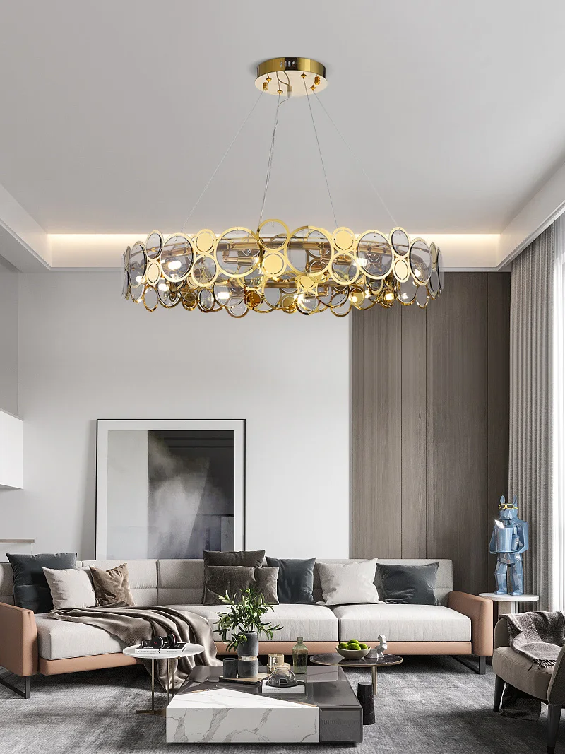 Lámpara LED postmoderna de lujo para sala de estar, comedor, dormitorio, accesorios sencillos, restaurante, tienda de ropa, colgante de cristal, nueva