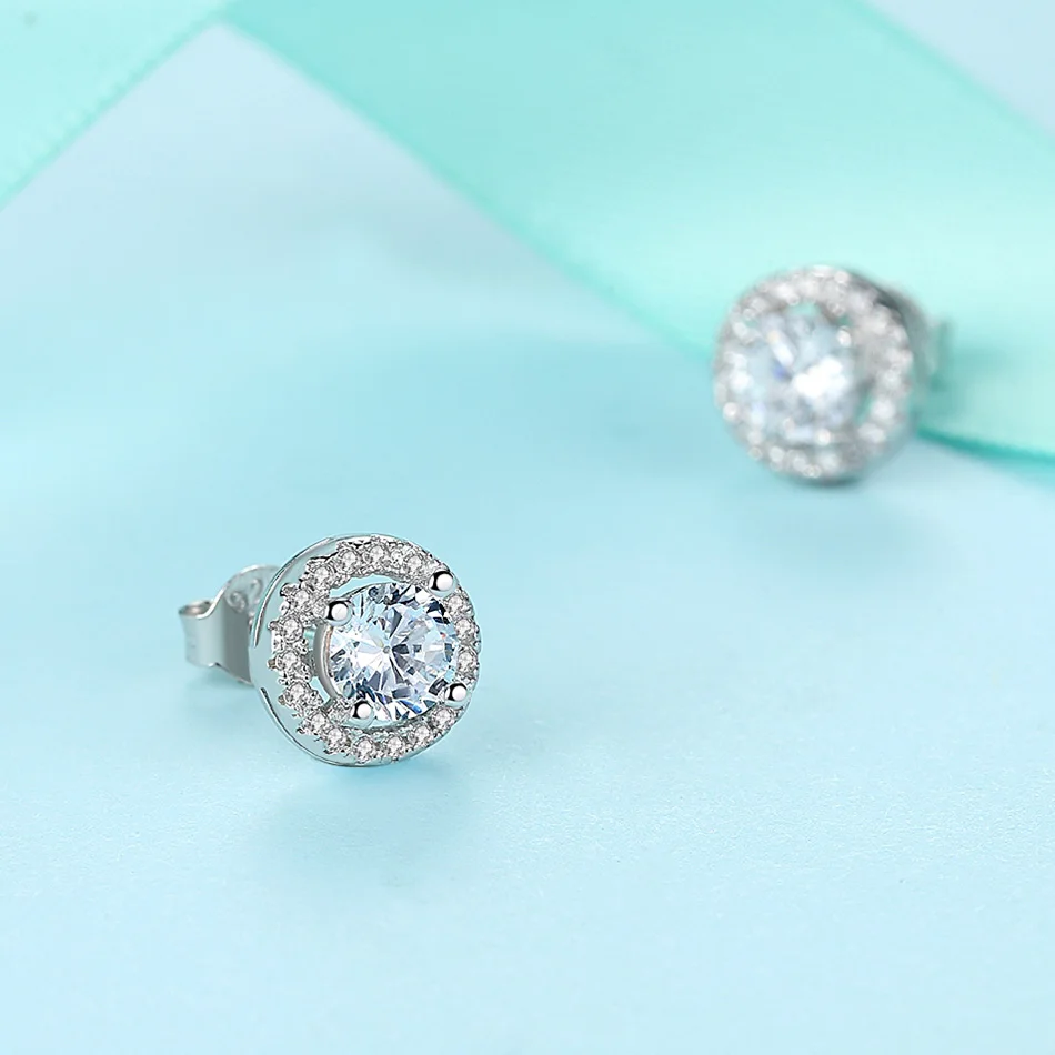 Женские серьги гвоздики из серебра 925 пробы с кристаллами|Серьги-гвоздики| |