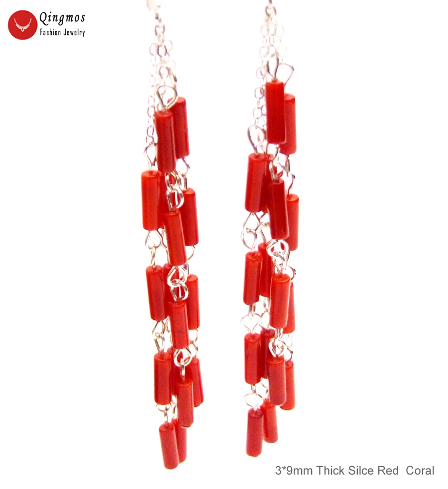 Женские серьги кольца Qingmos модные красные для женщин с толщиной 3*9 мм Натуральный