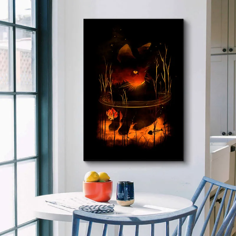 Скандинавская Настенная картина фотообои с абстрактным котом и фотографиями для