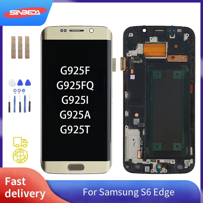 ЖК-дисплей Super AMOLED 5 1 дюйма для SAMSUNG Galaxy S6 Edge G925 сенсорный экран с дигитайзером и