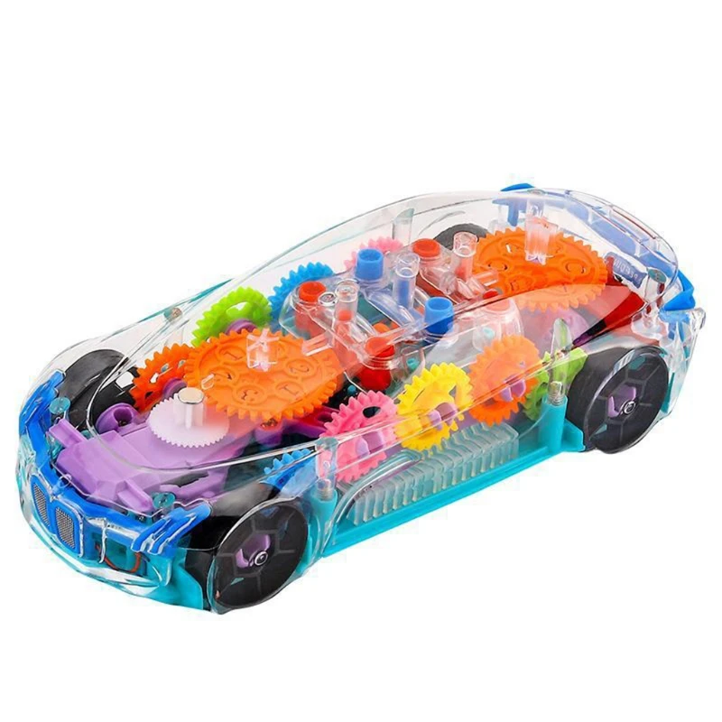 

Transparent Light Music Mechanical Gear Toy Car XX9E