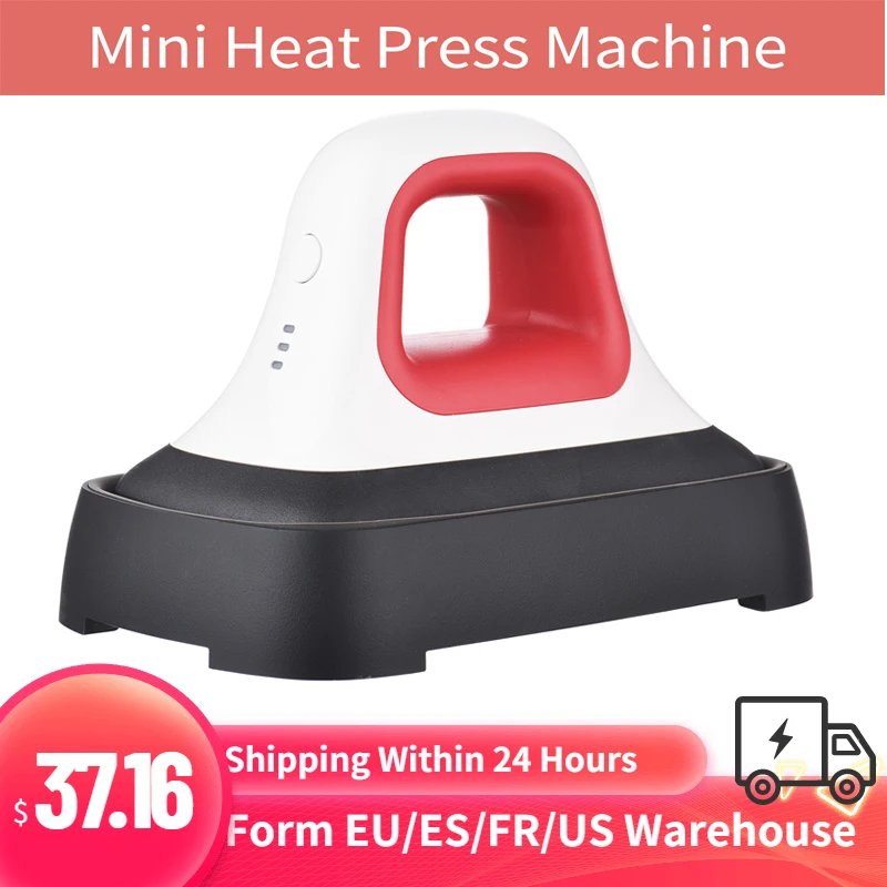 

Mini Heat Press Machine T-Shirt Printing Portable Easy Heating Transfer Press Iron Machines for Clothes Bags Hats Pads Blanket