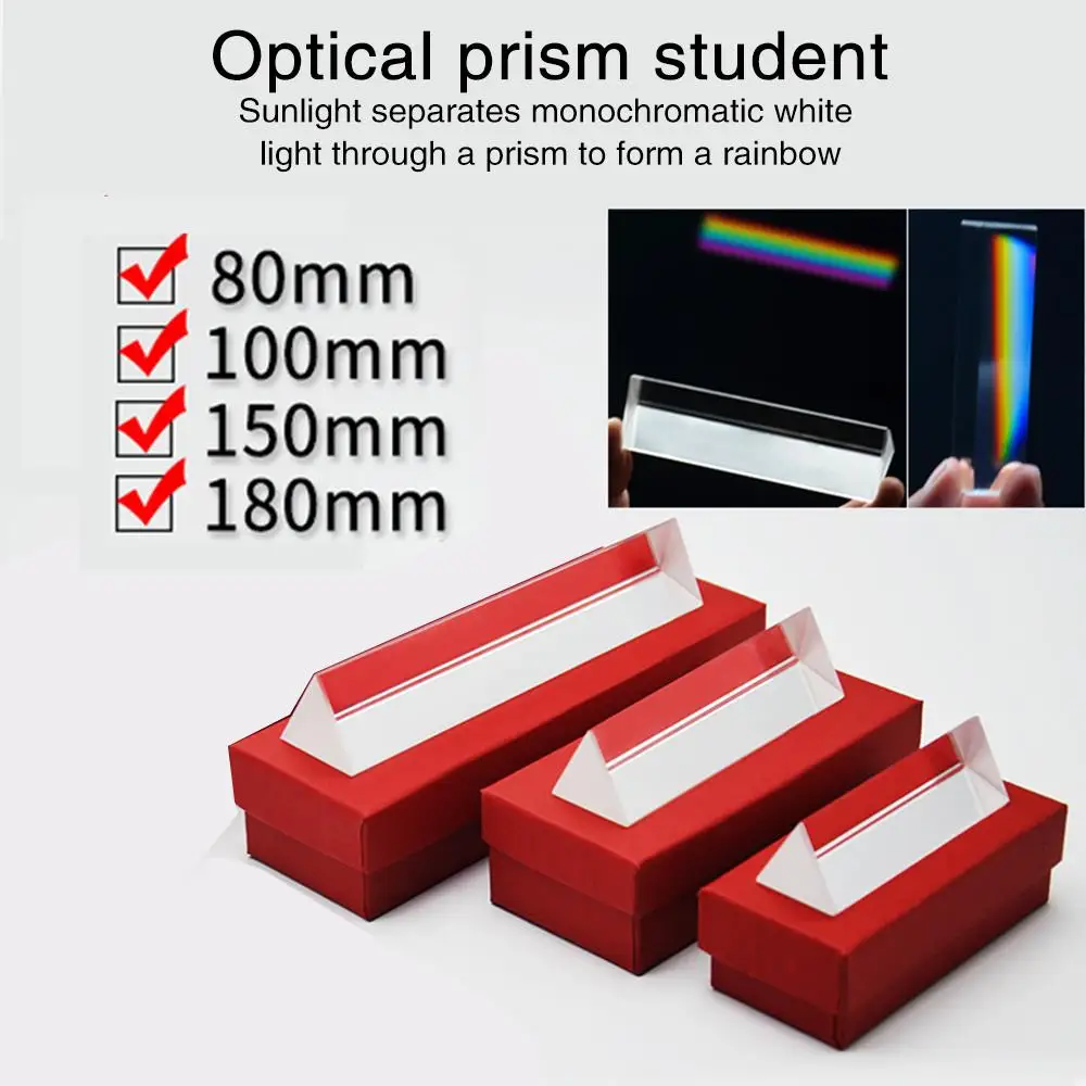 

Transparent Optical Prism Glass Triple Teaching Rainbow Prism Photography Educational Students Triangular Science Training Aids