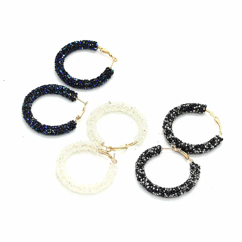 Большие круглые серьги BTWGL с кристаллами в Корейском стиле женские модные ретро