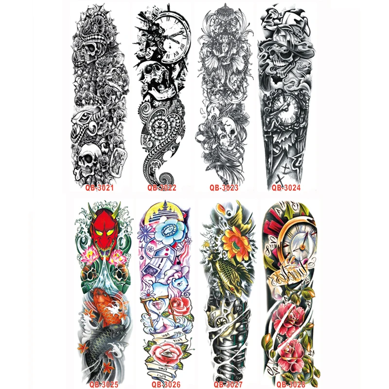 Large Arm Stickers Tattoo Sleeve Waterproof Temporary Tattoo Sticker Body Art Fake Tattoo for Women Men Flash Tattoos Sleeve