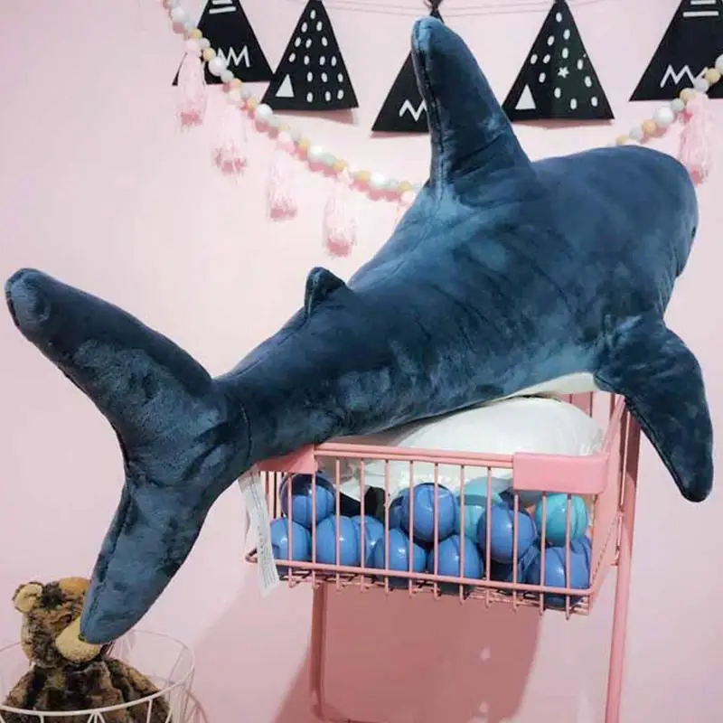 

2021 High Quality 80cm Plush Toys Stuffed Shark Kids Toys Animal Boys Reading Pillow Children For Birthday Cushion Gifts Gi J4Y8