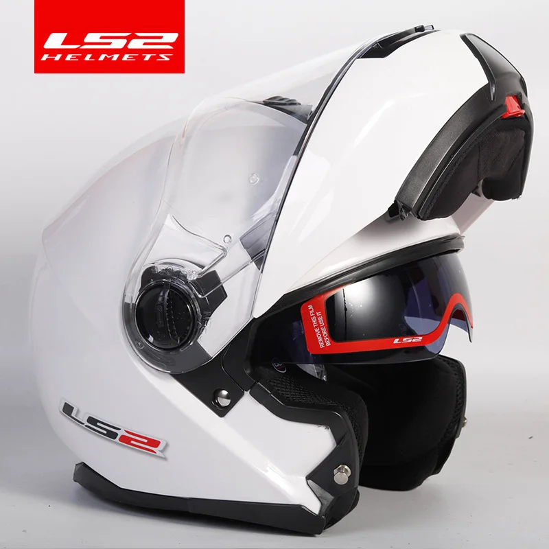 LS2 Глобальный магазин LS2 FF325 флип-ап мотоциклетный шлем двойной солнцезащитный объектив Полнолицевой шлем мото гоночные шлемы - Цвет: white
