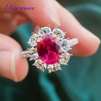 elsieunee vintage 100 925 sterling silver oval cut ruby created moissanite diamond engagement ring fashion girls fine jewelry