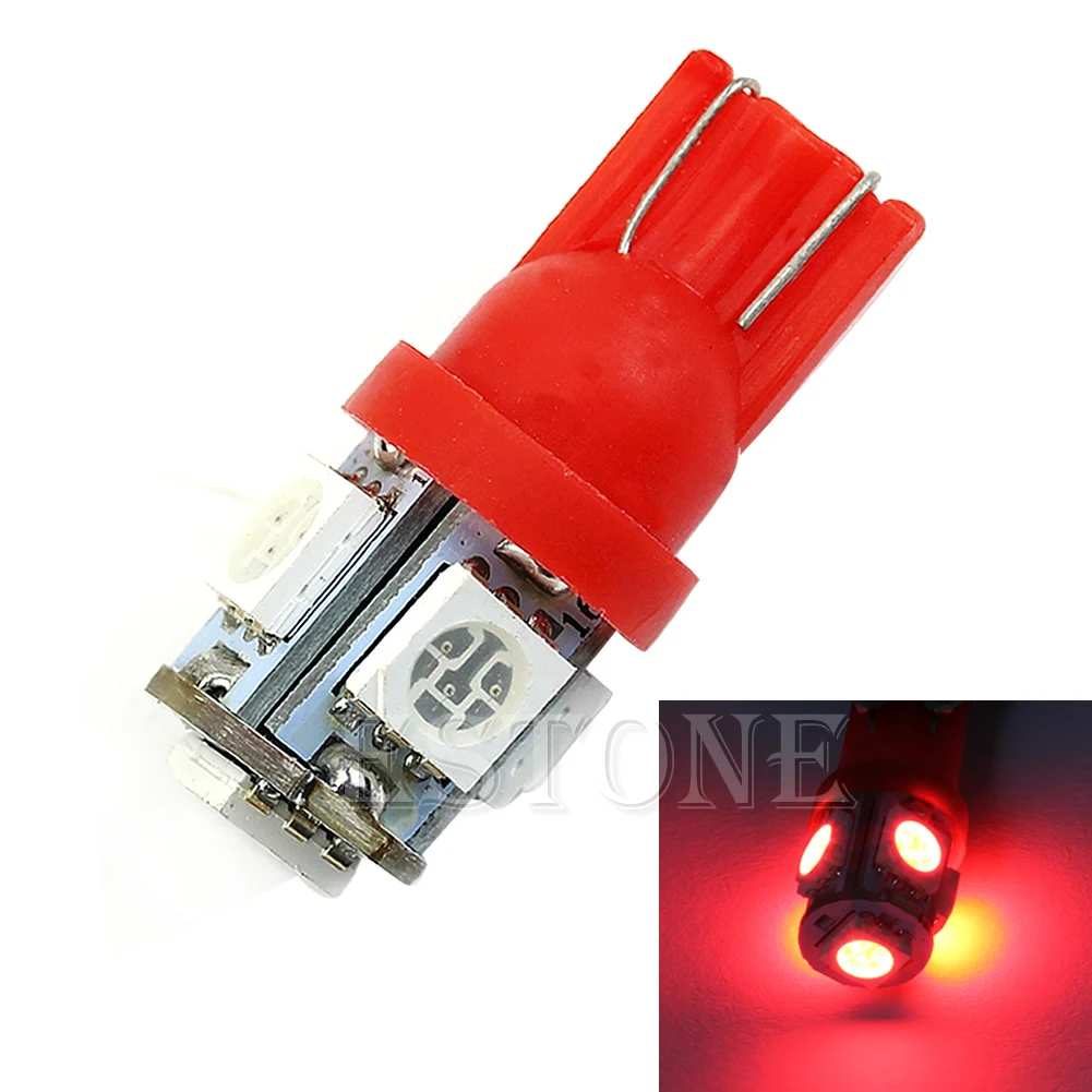 

T10 5050 5-LED SMD 194 168 W5W Red XENON Light Wedge Bulb Car Tail Lamp 87HE