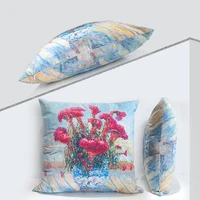 oil painting throw pillow covers flower series both sided polyester cushion cover farmhouse sofa study decoration pattern still