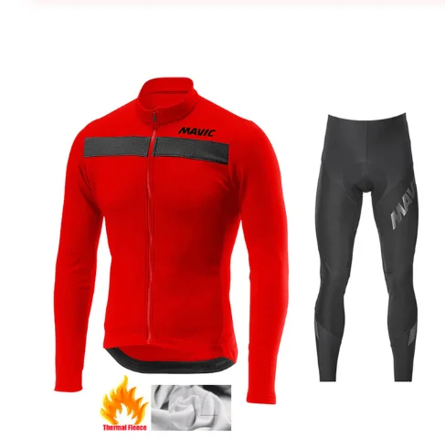 

MAVIC Warm Cycling Clothing 2020 Men Long Sleeve Winter Thermal Fleece Cycling Jersey Set MTB Bike Clothes Maillot Ropa Ciclismo