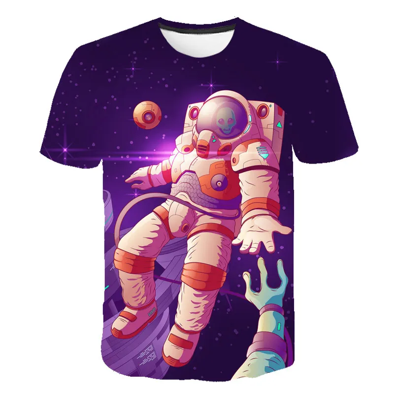 

Novelty Astronaut T Shirt for Men Loose O-Neck Short-Sleeved 3D Style Cartoon Graphic Sport Tees Punk Alternative Clothes 6XL