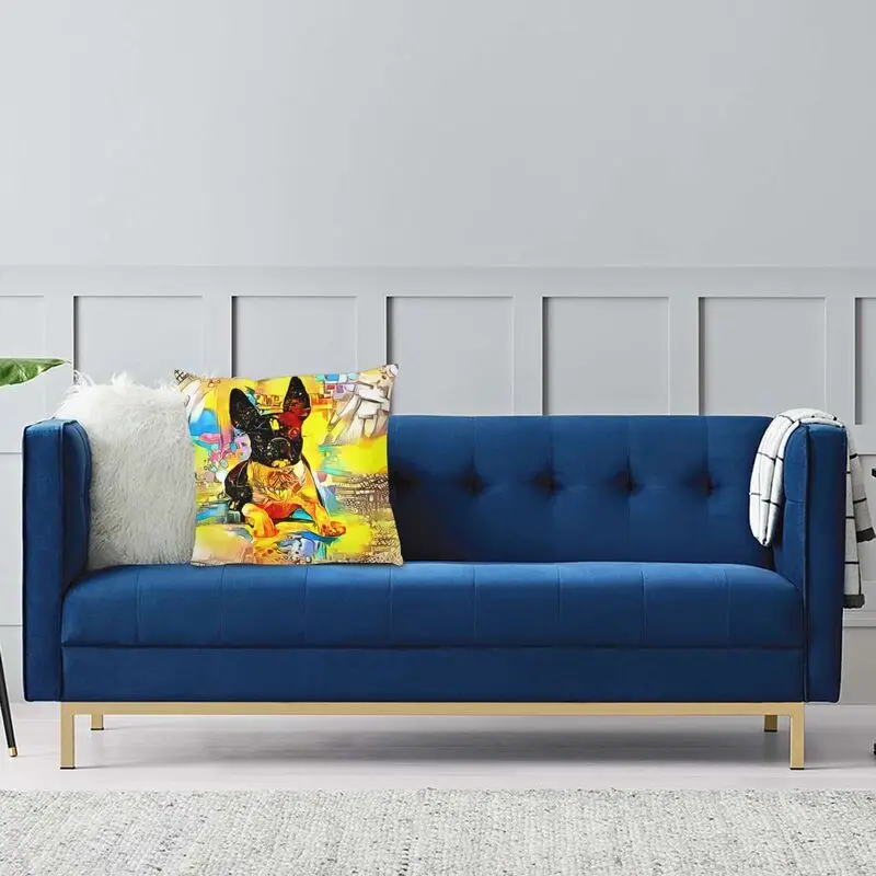 Бостон-терьер собака влюбленные подушка чехол Декор для дома акварель яркие