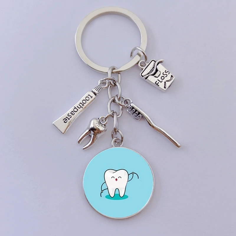 Cute Tooth Cleaning Promotion Key Chain Dentist Souvenir Gift Ring Angel Pendant Toothpaste Toothbrush | Украшения и аксессуары