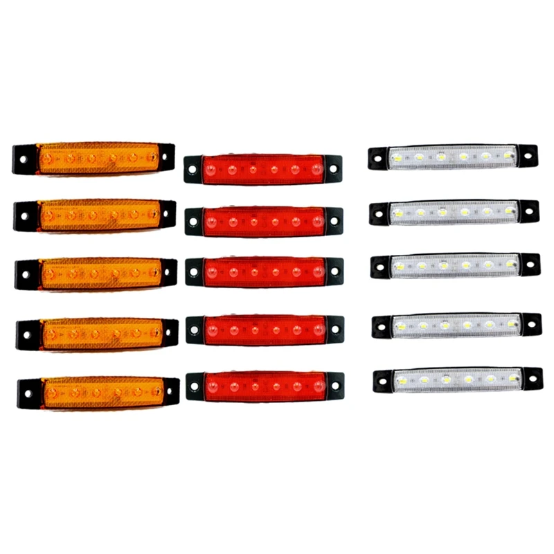 

5Pcs Truck Trailer Side Marker Indicators Decorative12V 6LED Trailer Marker Lights Parking Turn Signal Lights