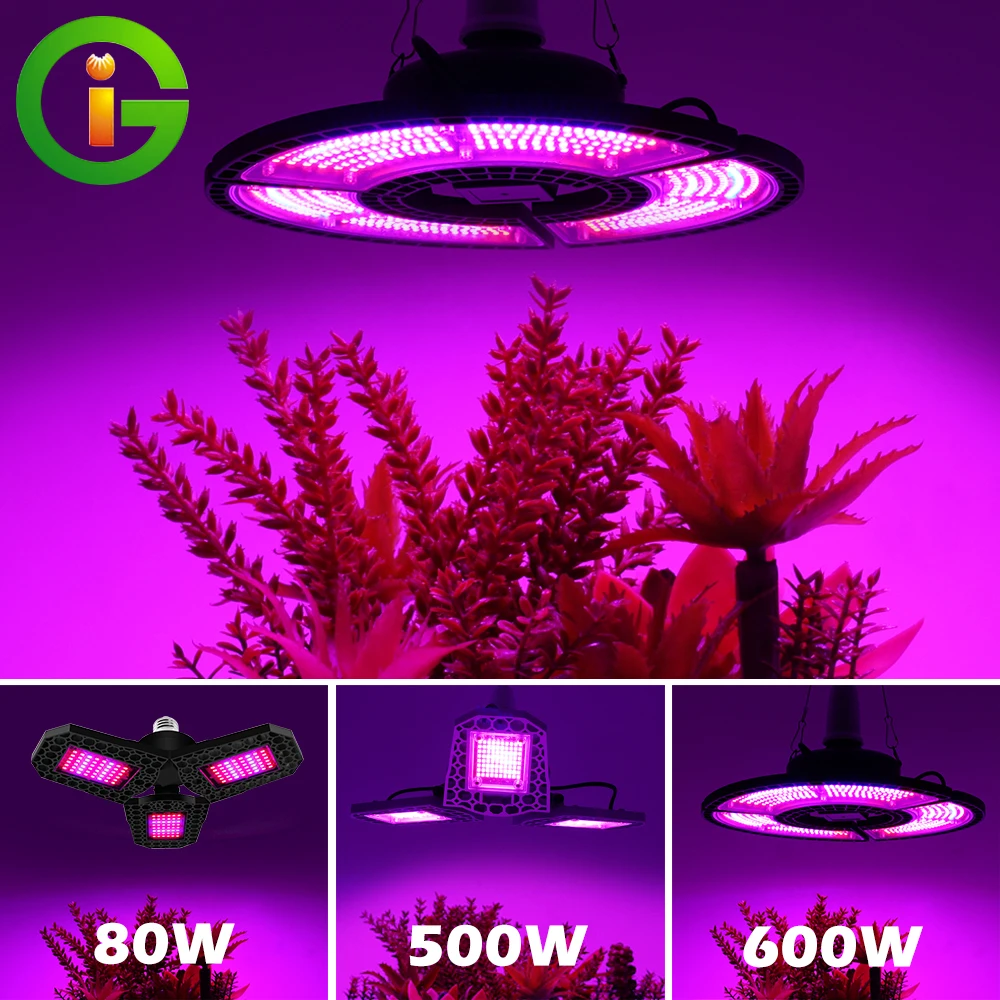LED Grow Light AC86-265V E27 80W 500W 600W Full Spectrum Growth Light Indoor Phyto Lamp For Plants Flowers Grow Box