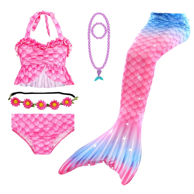 

New Blue Kids Cosplay Mermaid Tail for Girls Fancy Party Costumes Mermaid Swimsuit Clothes Swimwear Bikini Sets