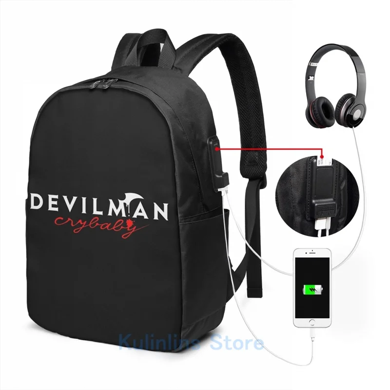 Забавный графический принт Devilman Crybaby рюкзак с USB-зарядкой для мужчин и женщин