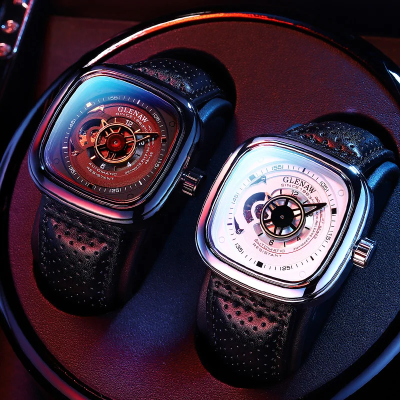 

Men's Watch Automatic Mechanical 2021 Top Luxury Brand Montre Homme Fashion Creative Hollow Square Clock Relogio Masculino NEW