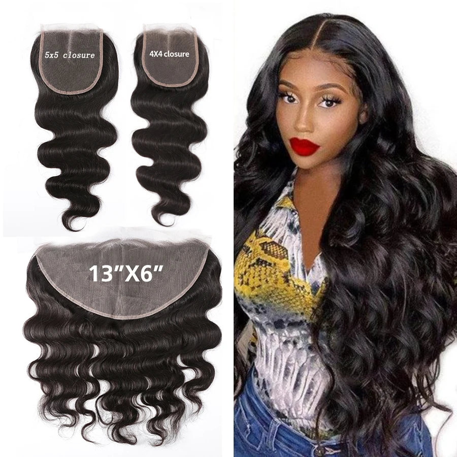 

Body Wave Lace Closure 13x4 Lace Frontal Brazilian Remy Human Hair With Baby Hair PrePlucked 13x6 HD Transparent For Black Women