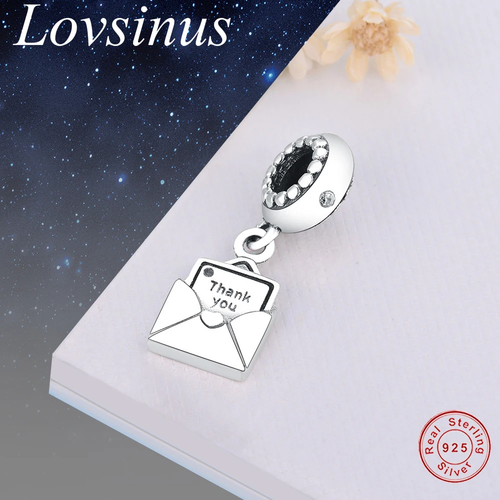 Подвеска для браслета из серебра 925 пробы с надписью Thank You | Украшения и