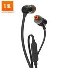 Проводные стереонаушники JBL T110 3,5 мм, музыкальные наушники-вкладыши с чистыми басами, гарнитура, спортивные наушники с линейным управлением, гарнитура с микрофоном