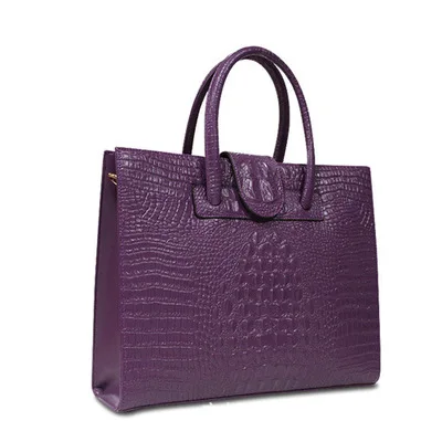 Purple Новые модные роскошные женские сумки из натуральной кожи с узором «крокодиловая кожа», женские сумки из натуральной кожи на плечо, деловые компьютерные сумки - Цвет: Purple