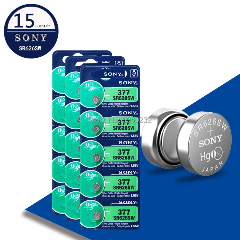 Оригинальная монета ячейка для часов SONY 15 шт. 1 55 в 377 376 SR626SW 626 SR626 V377 AG4 батарейки