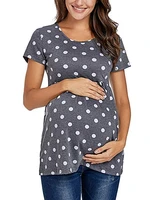 2020 polka dot maternity tunic tops women tee shirt ruffles plus size tees t shirt pregnancy tee loose womens clothing