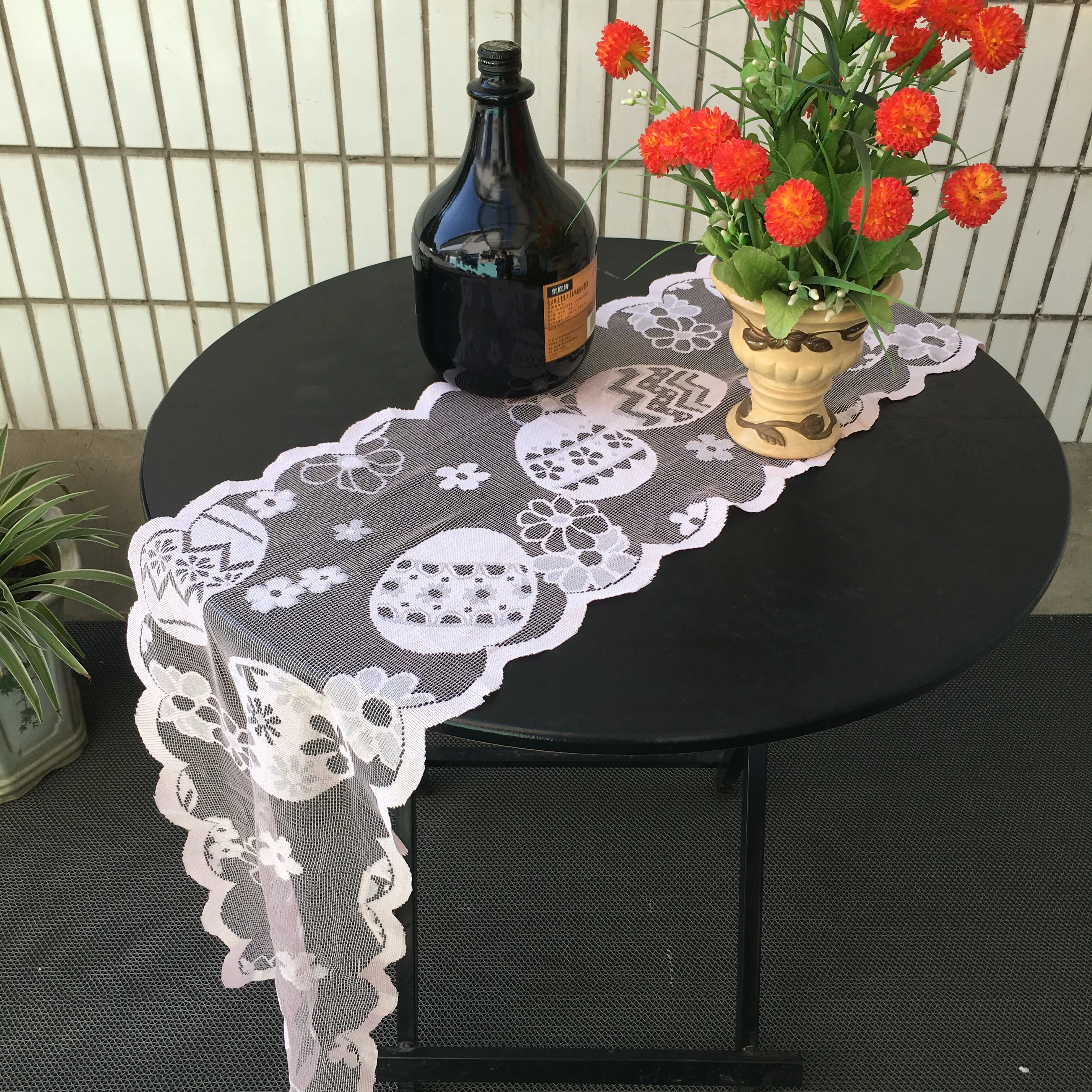 Пасха Настольная дорожка яйцо Кружевная салфетка белого и синего цвета розовое