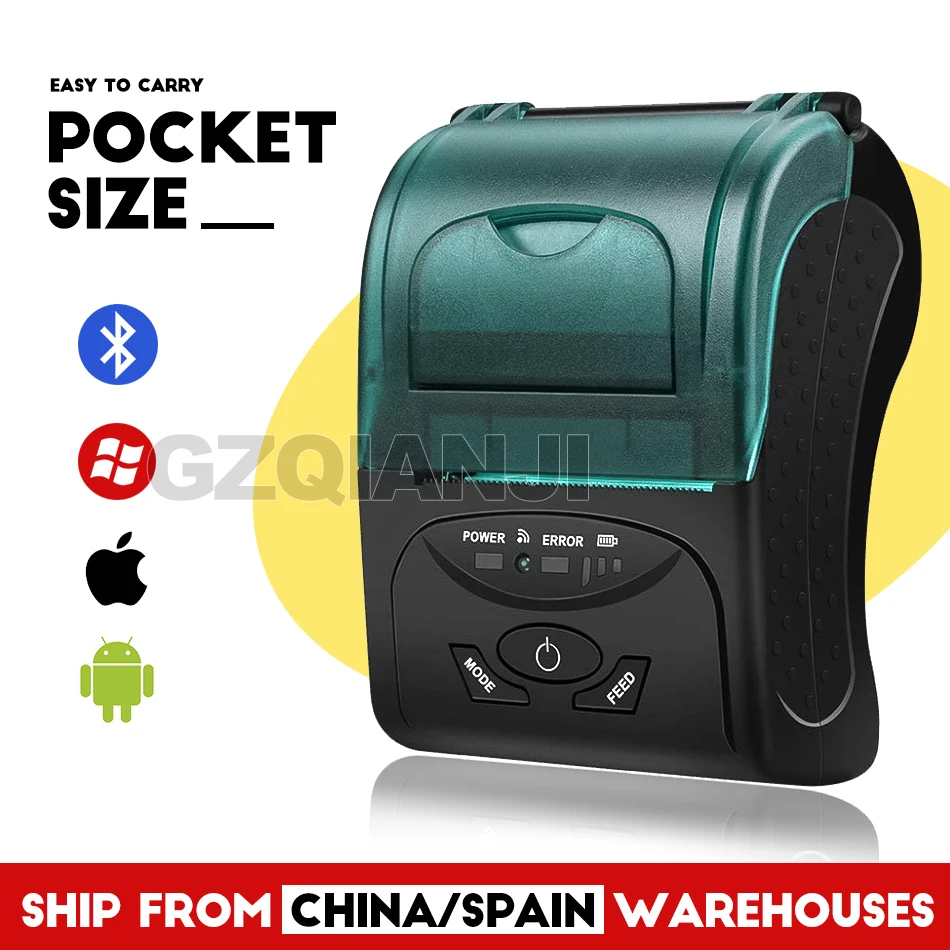 POS мобильный мини портативный принтер с Bluetooth тепловой Карманный 58 мм чековый