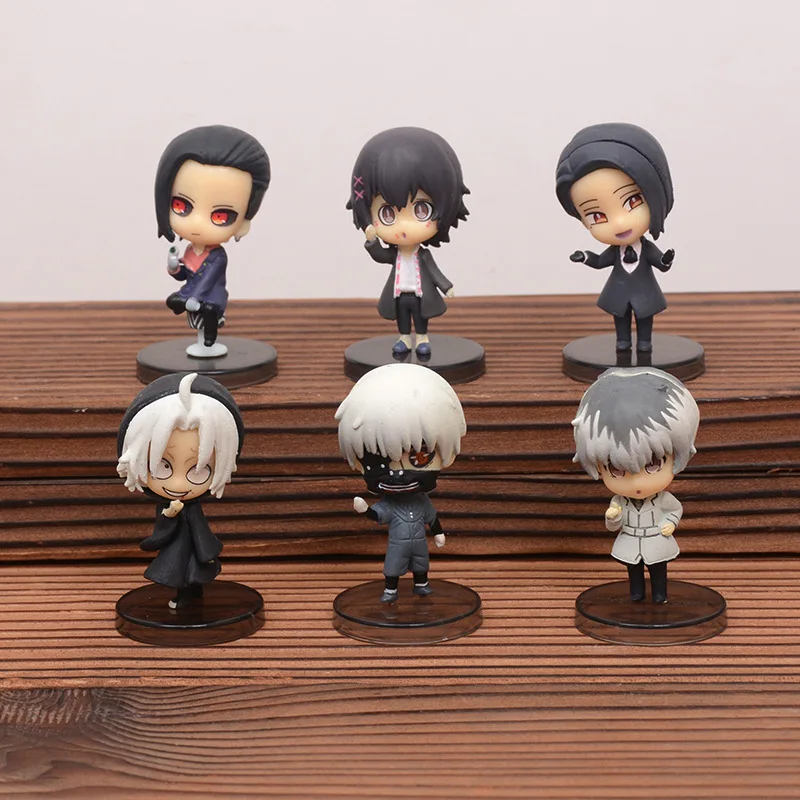 

6Pcs/Lot Anime Tokyo Ghoul Kaneki Ken Touka Kirishima Kamishiro Rize Cake Car Desk Figure Model Toy Decoration Collection Gift