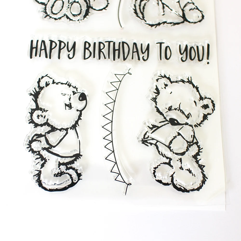 Прозрачные прозрачные штампы в виде медведя и птицы для скрапбукинга