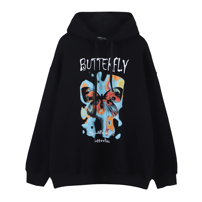 

UNCLEDONJM Butterfly Fleece thick hoodie oversize sweatshirt Hooded couple clothes Hip Hop hoodies men Autumn And Winter BV-9806