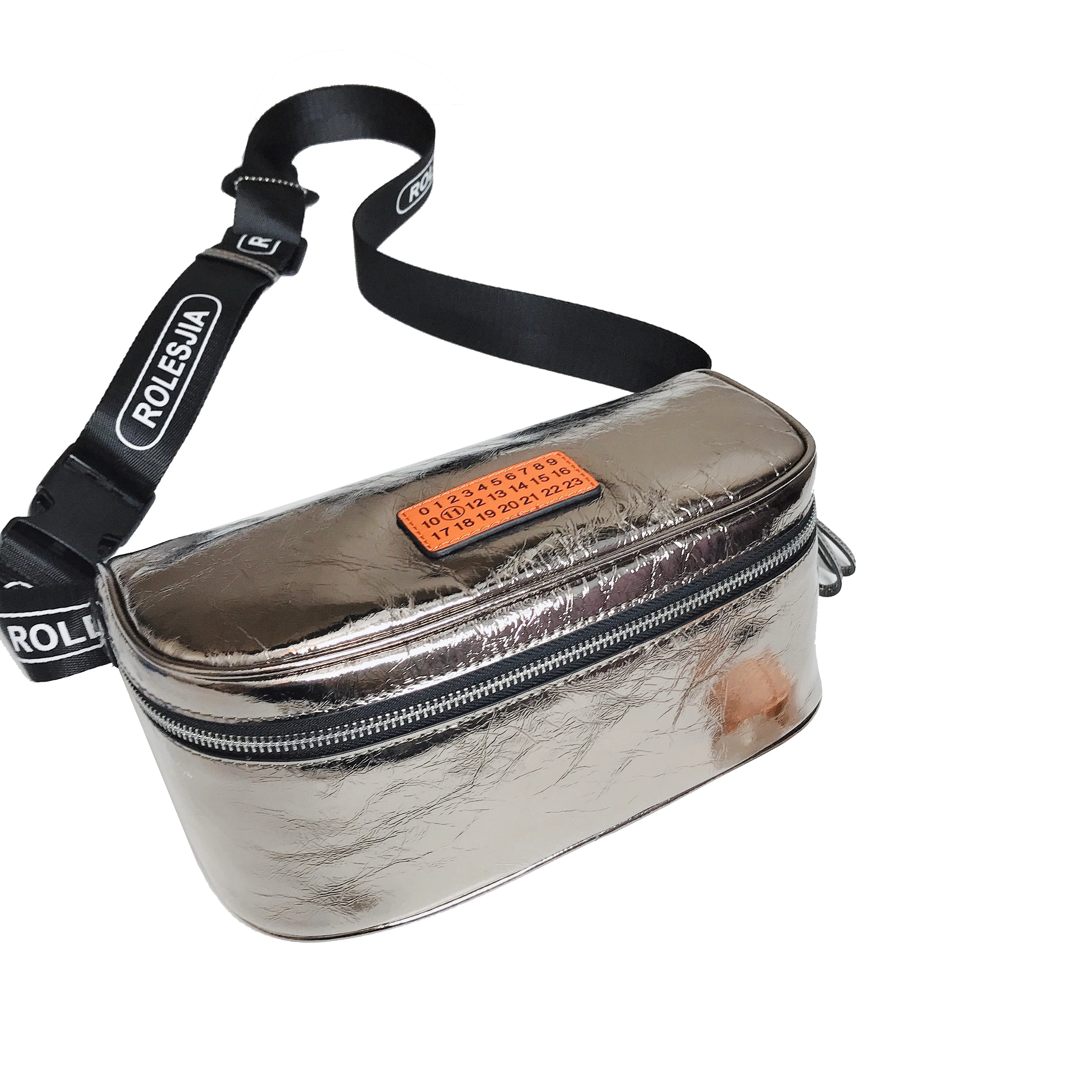 

Metallic leather Large capacity chest packs genuine leather crossbody bags