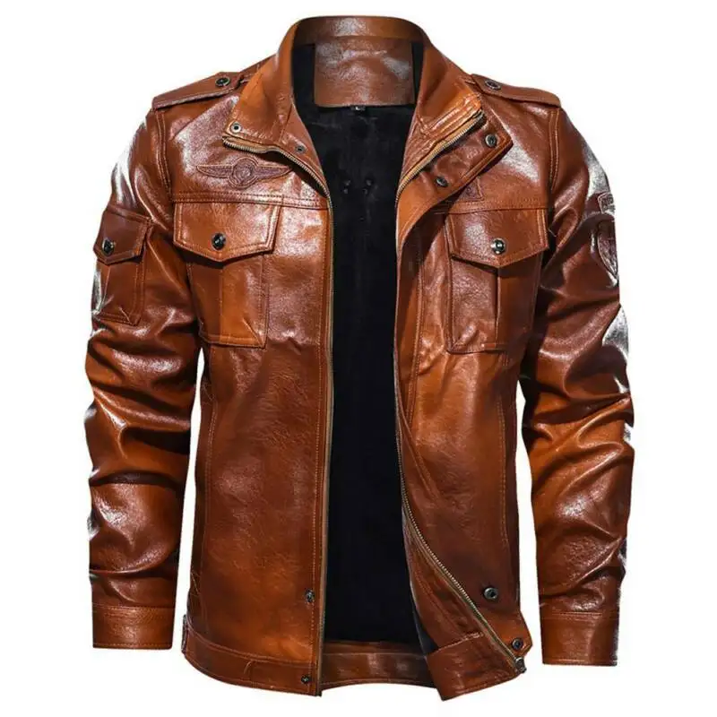 

Men Warm Motorcycle Jacket Casual Long Sleeves Coat Windproof Outwear Autumn