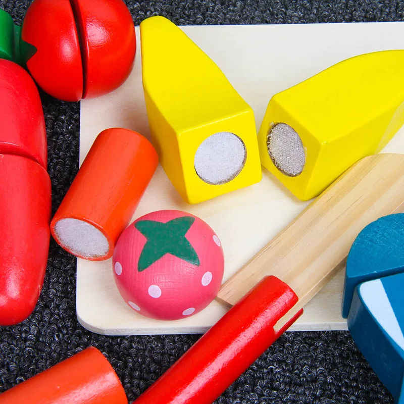 Деревянные магнитные игрушки для кухни имитация фруктов и овощей детские милые