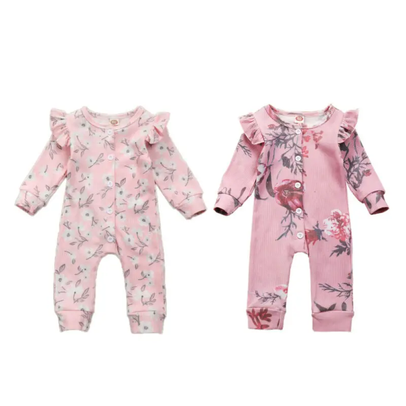 Осенний комбинезон с длинным рукавом и цветочным рисунком для новорожденных